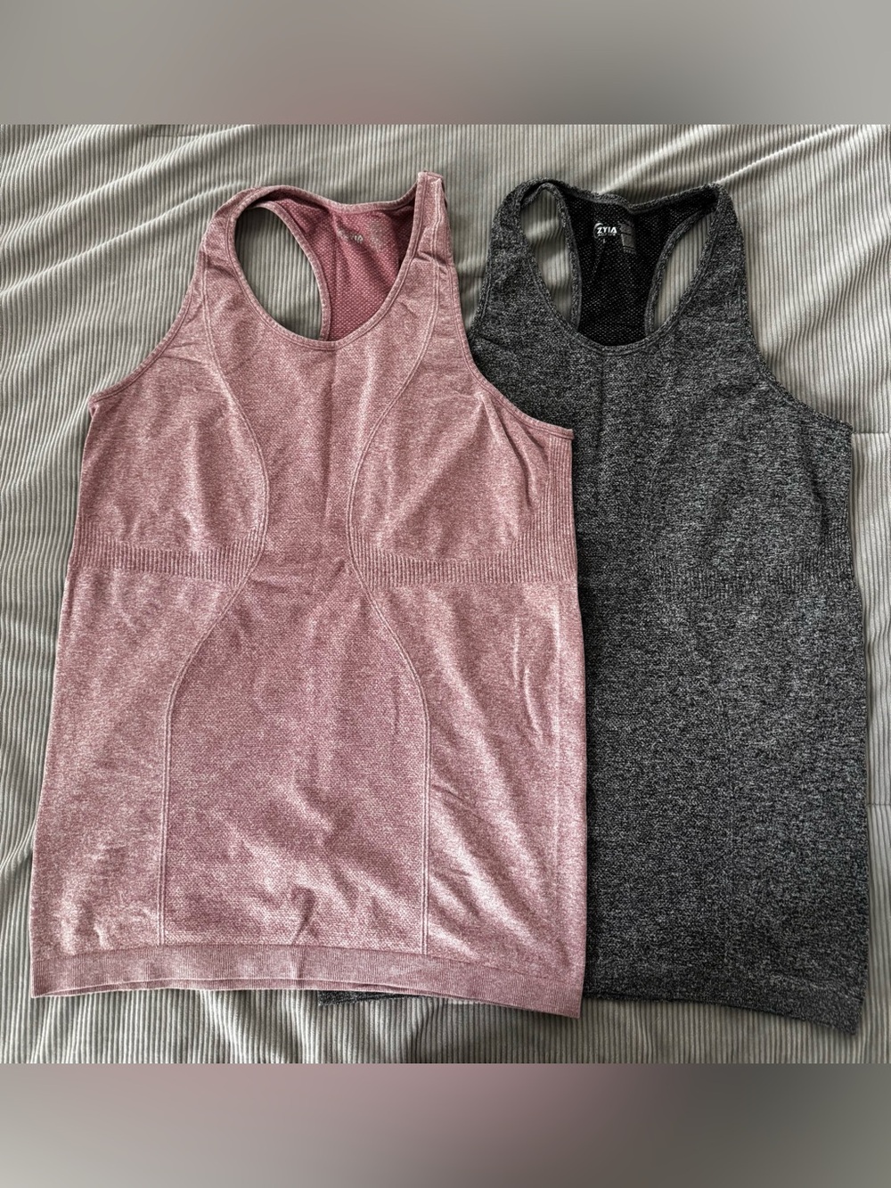 ZYIA Racerback Tank Tops - Dusty Rose & Charcoal